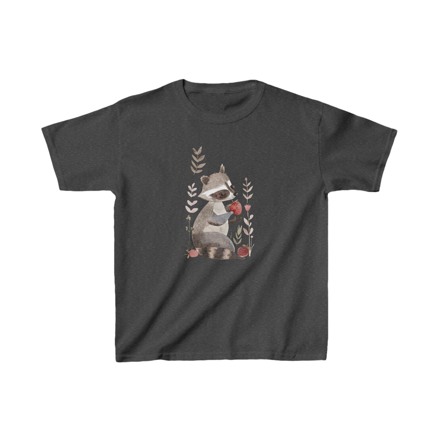 Kids' Raccoon Eating Strawberry T-Shirt – Cute & Comfortable Kids Apparel