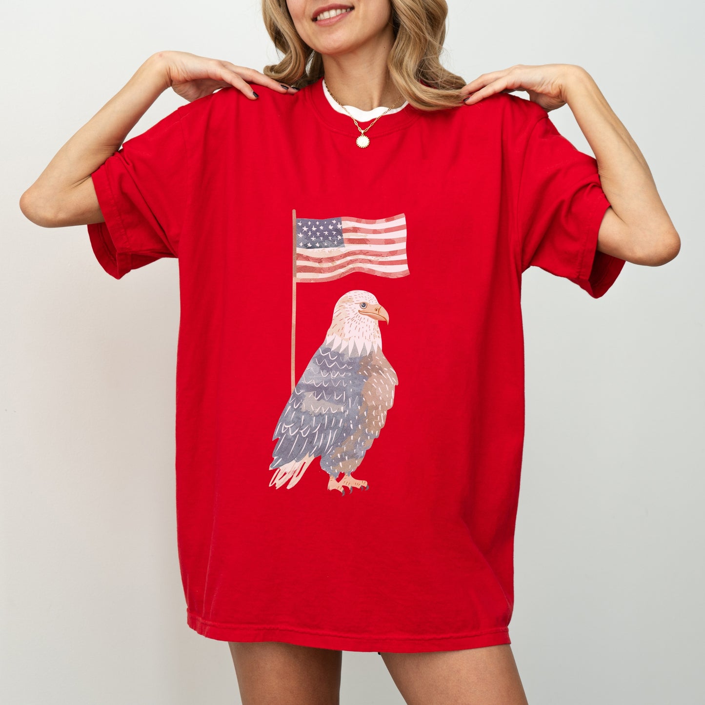 American Eagle T-Shirt | Whimsical Eagle with Flag Design