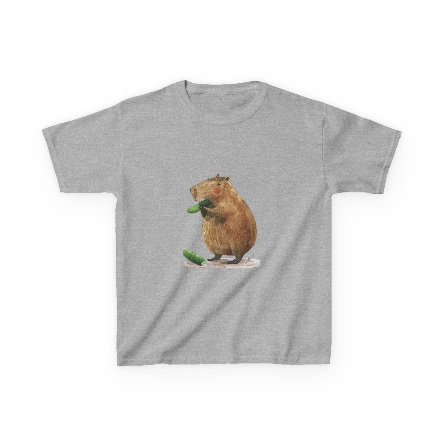 Kids' Capybara Eating Pickle T-Shirt - Fun & Comfortable