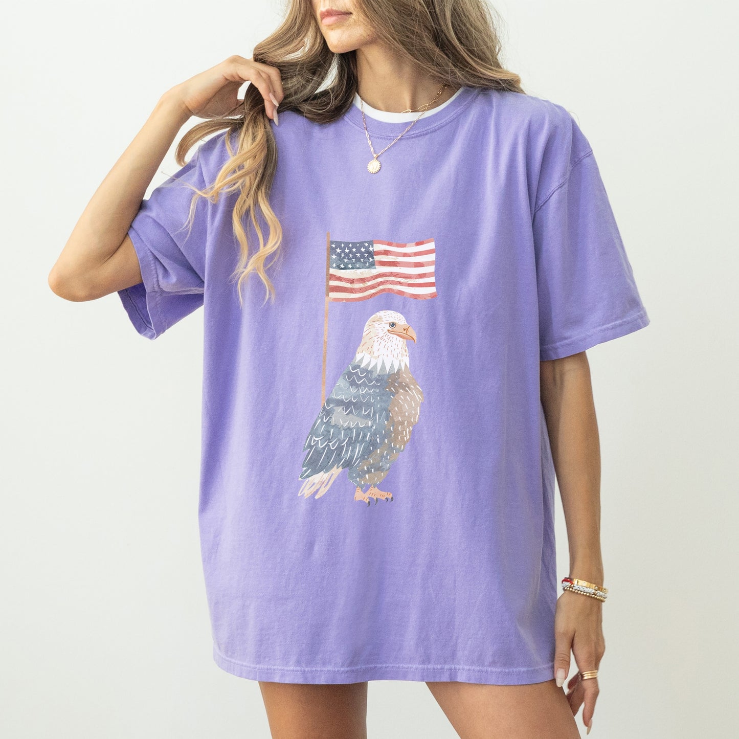 American Eagle T-Shirt | Whimsical Eagle with Flag Design