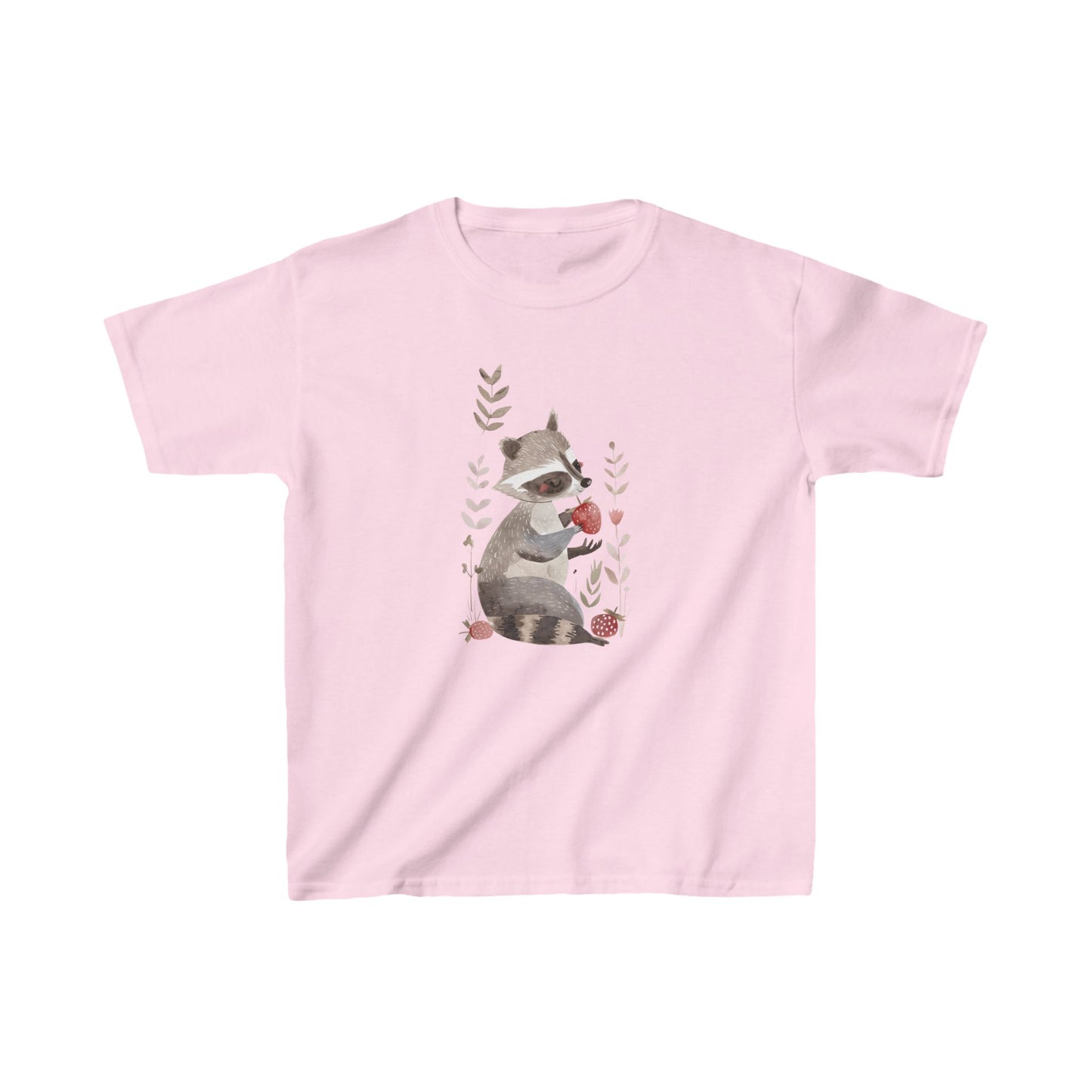 Kids' Raccoon Eating Strawberry T-Shirt – Cute & Comfortable Kids Apparel