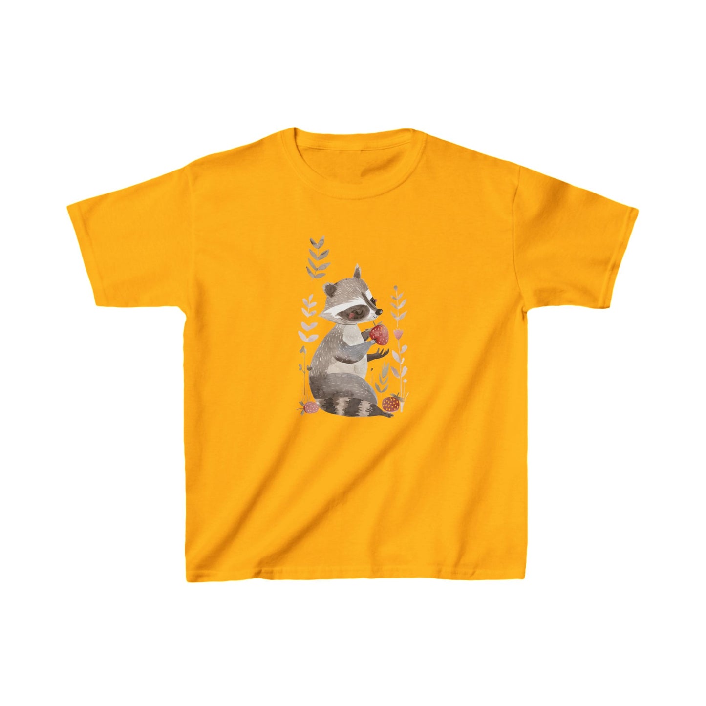 Kids' Raccoon Eating Strawberry T-Shirt – Cute & Comfortable Kids Apparel