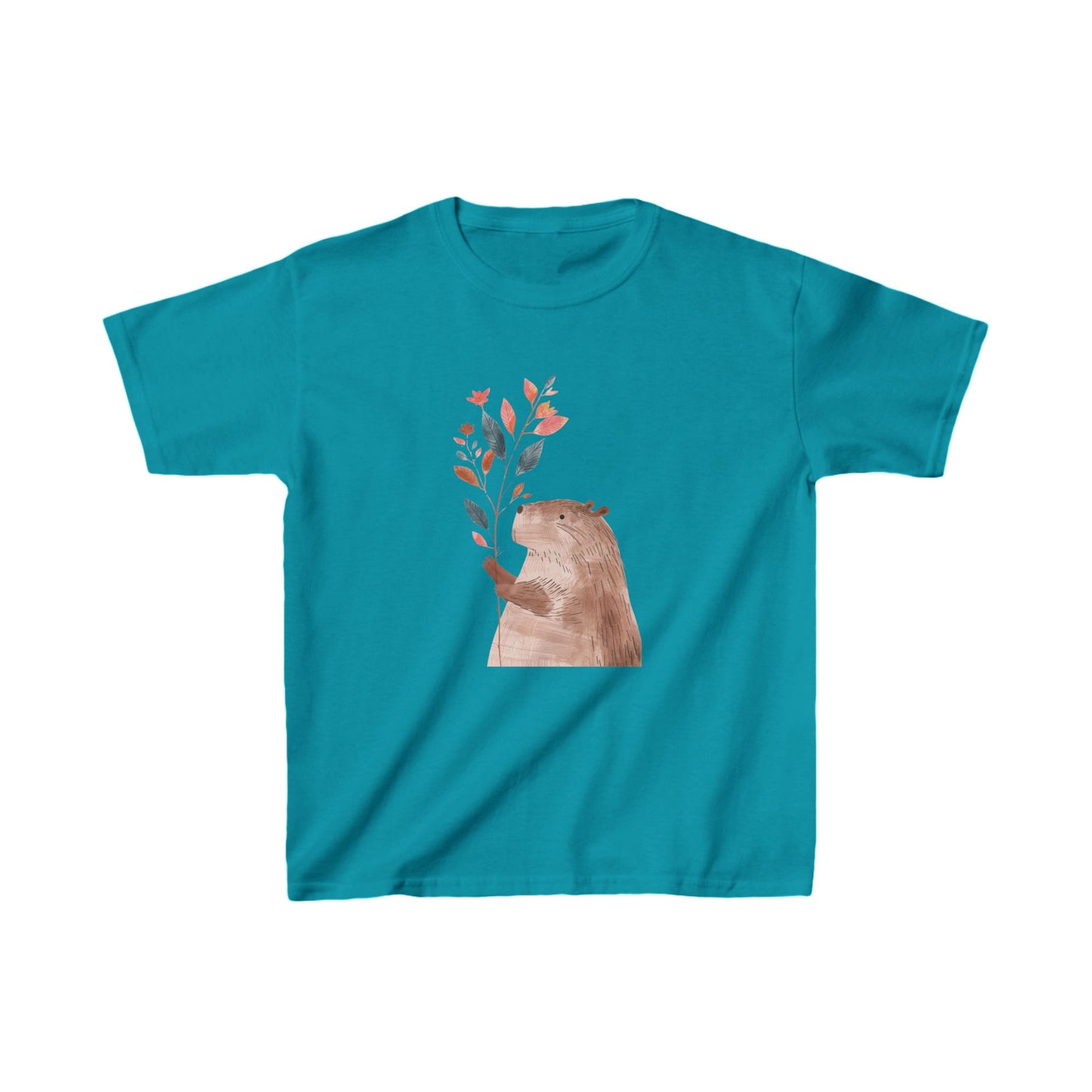 Kids' Capybara Holding Branch T-Shirt – Cute & Comfortable Kids Apparel