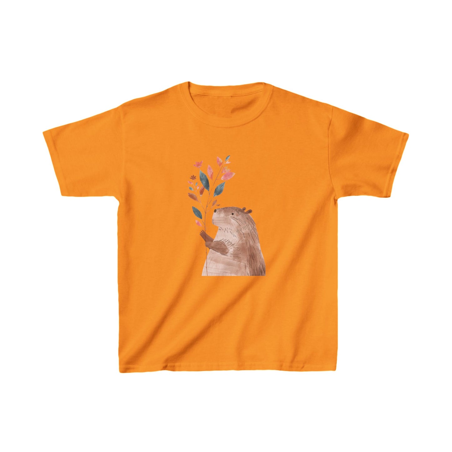 Kids' Capybara Holding Branch T-Shirt – Cute & Comfortable Kids Apparel