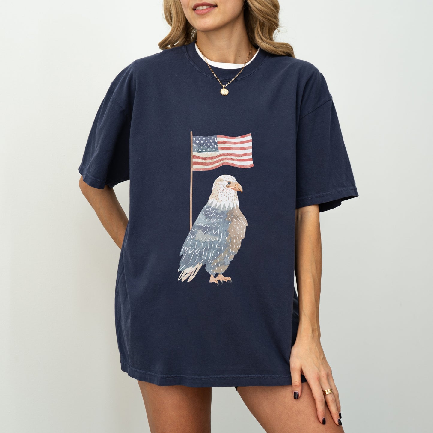 American Eagle T-Shirt | Whimsical Eagle with Flag Design