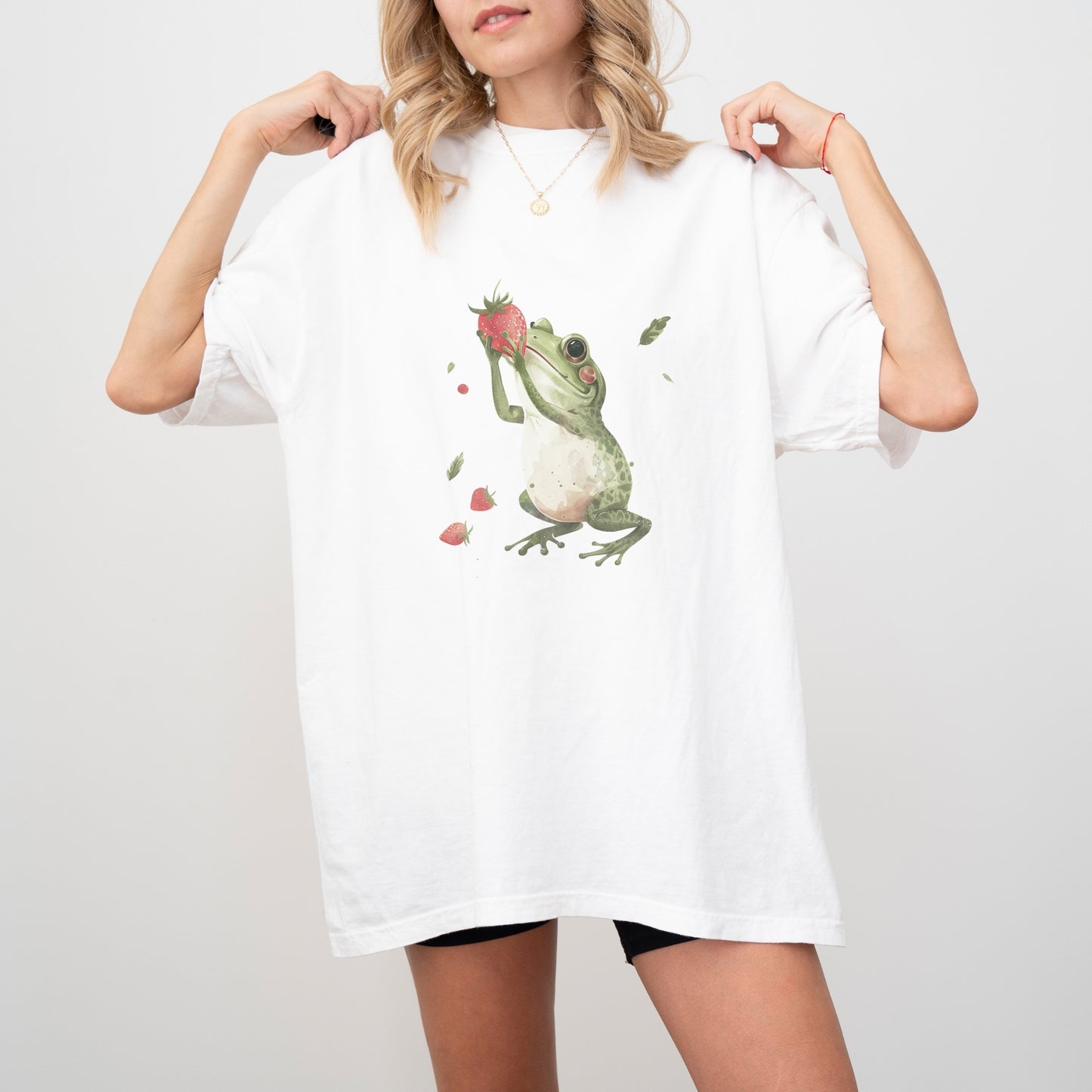 Frog with Strawberry T-Shirt | Whimsical Comfort Colors Tee